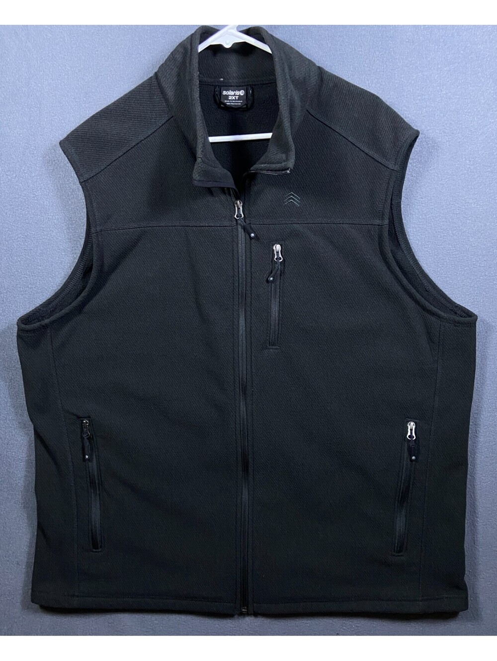 Solaris Men Black Fleece Vest Full Zip 2XT Tall Hiking Camping Gorpcore Outdoors